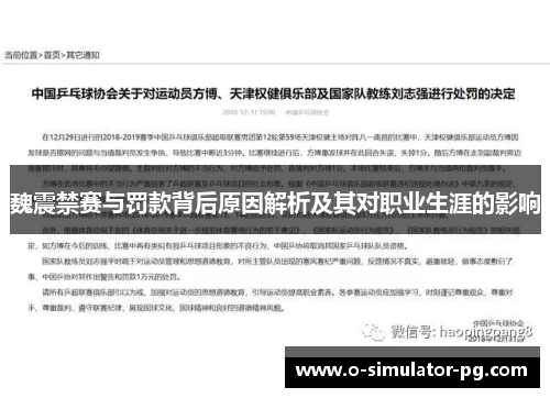 魏震禁赛与罚款背后原因解析及其对职业生涯的影响